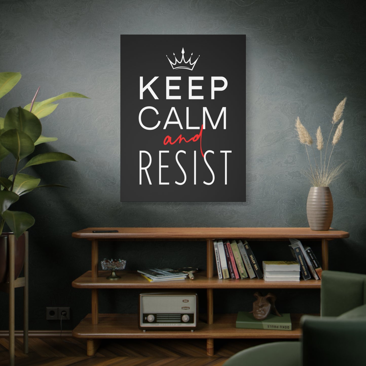 Keep Calm and Resist, Stretched Matte Canvas, Multiple Sizes