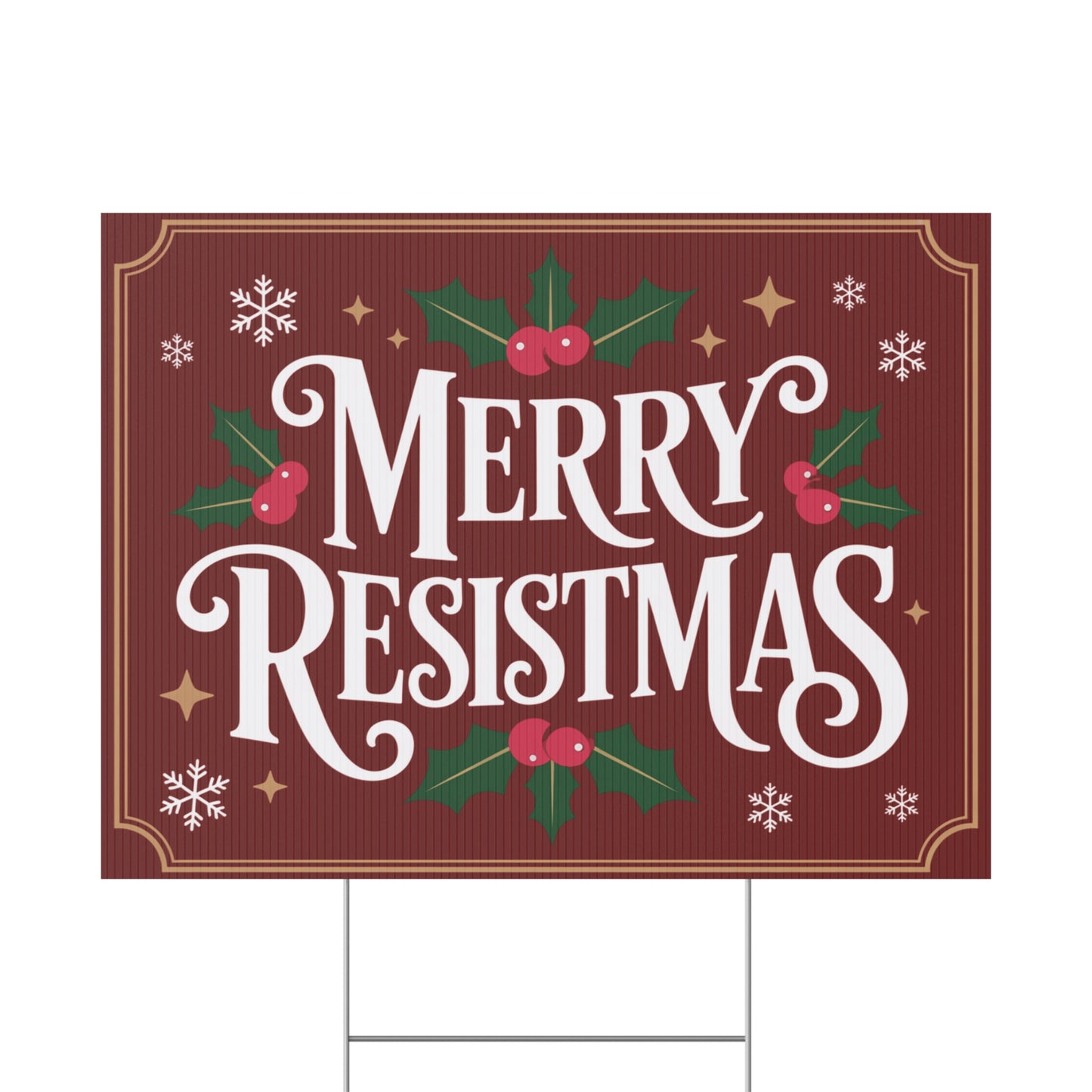 Merry Resistmas Yard Sign, Funny Political Yard Sign, Funny Political Christmas Yard Sign, Democracy Holiday Yard Sign with H Stake