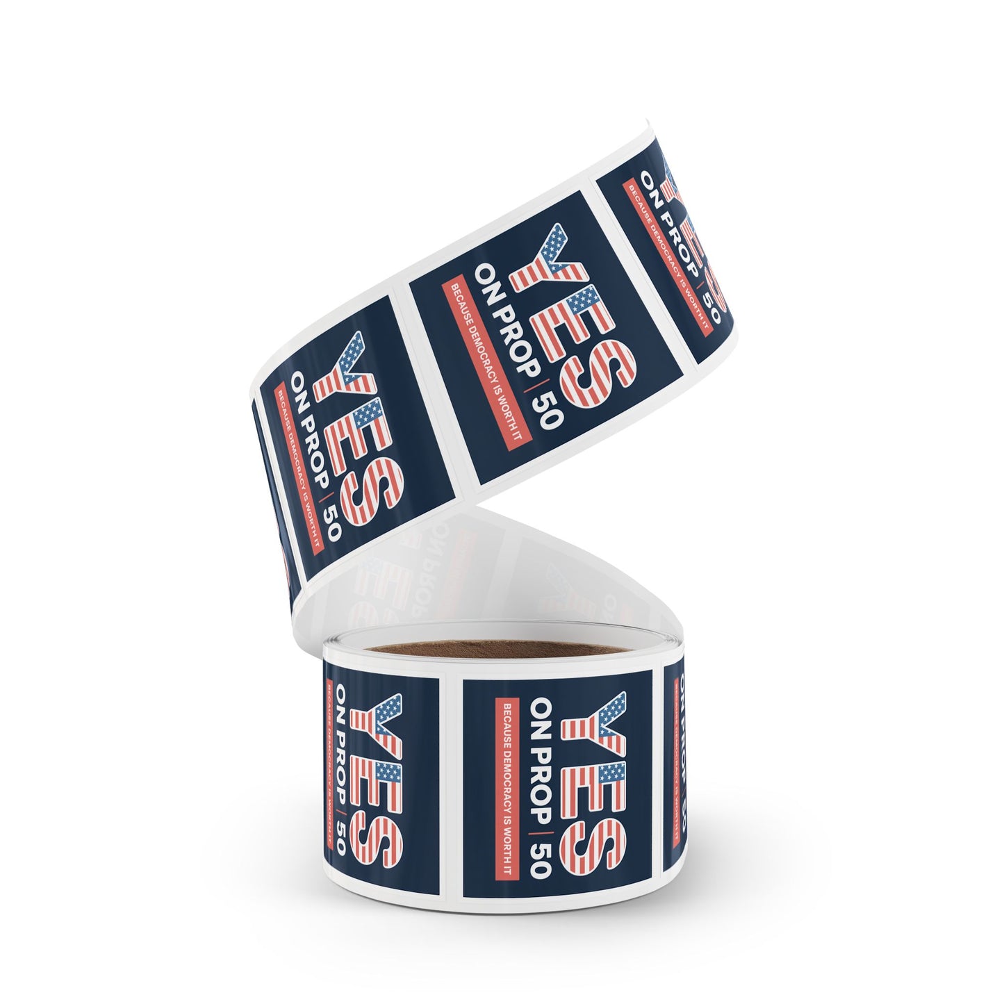 Yes on Prop 50 Stickers, Rolls of 50, 100 or 250, 1 inch or 2 inches, Free Shipping, Election Rigging Response Act Stickers.