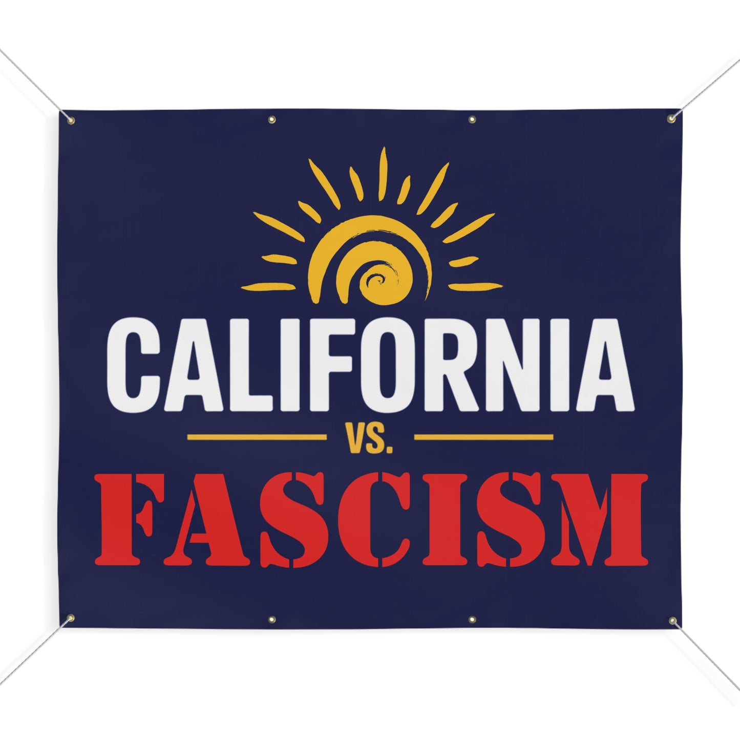 California vs. Fascism Banner, Yes to Prop 50 Banner, Election Rigging Response Act Banner, 2 Sizes, Hanging Ropes Included, Free Shipping
