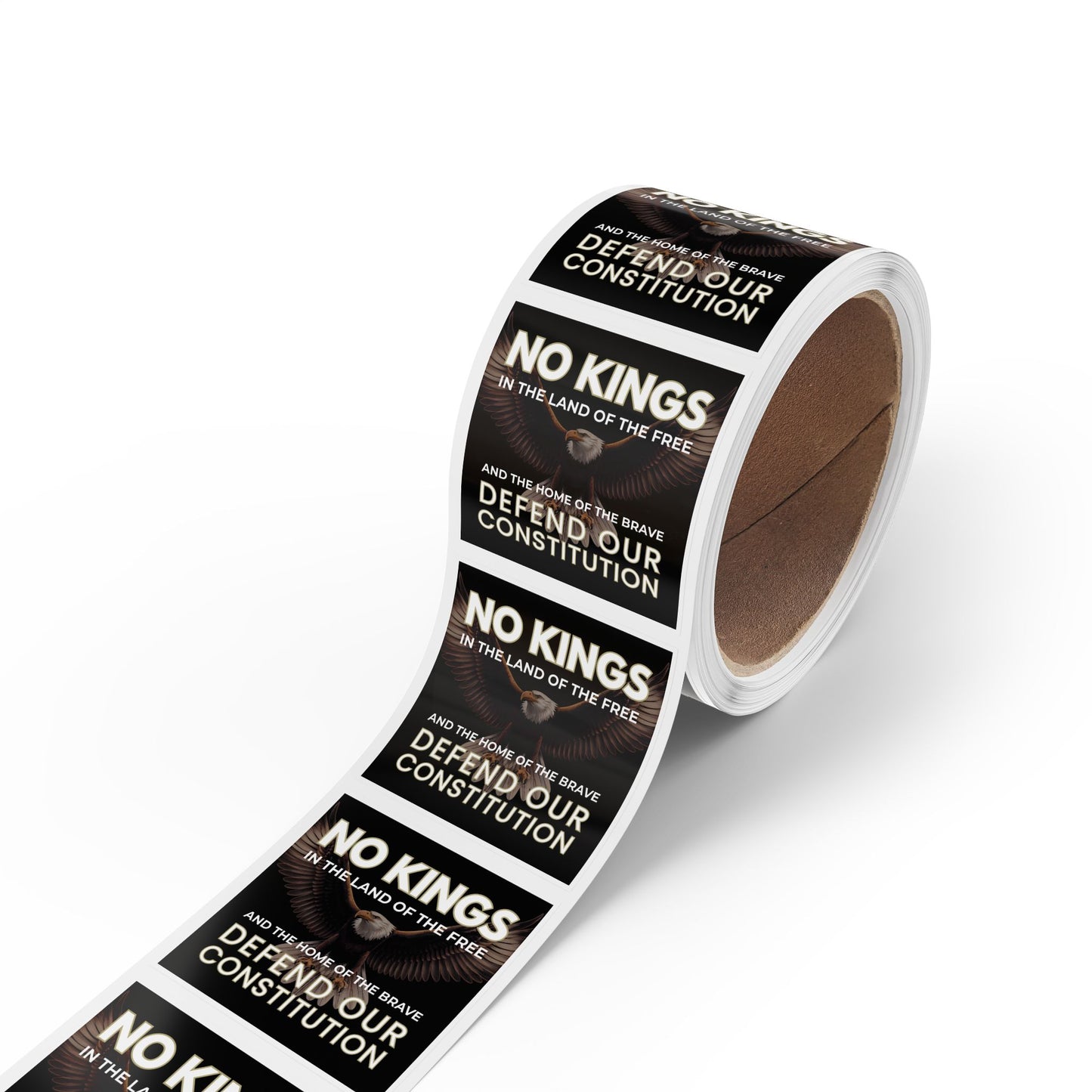 No Kings Wholesale Political Sticker Rolls – 2″×2″ Vinyl, Waterproof, High Turnover & Profit Margin