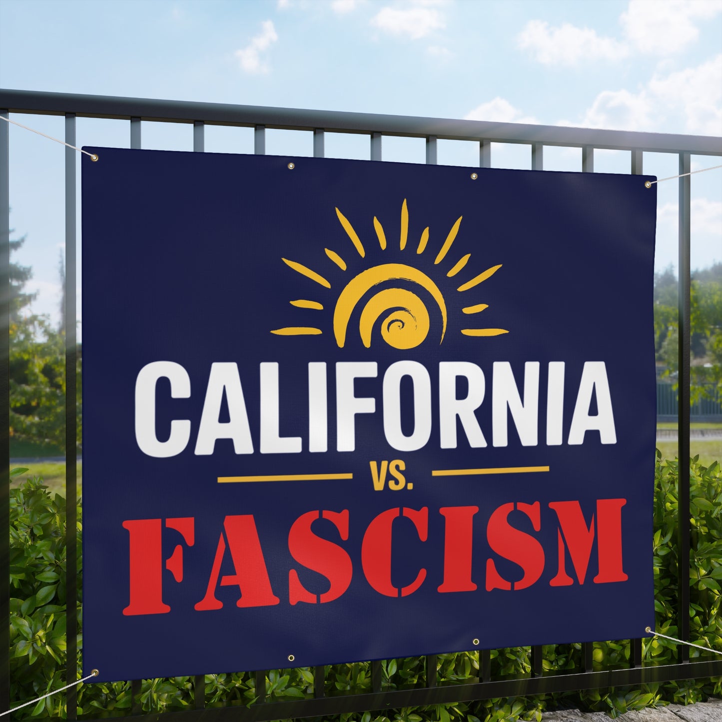 California vs. Fascism Banner, Yes to Prop 50 Banner, Election Rigging Response Act Banner, 2 Sizes, Hanging Ropes Included, Free Shipping