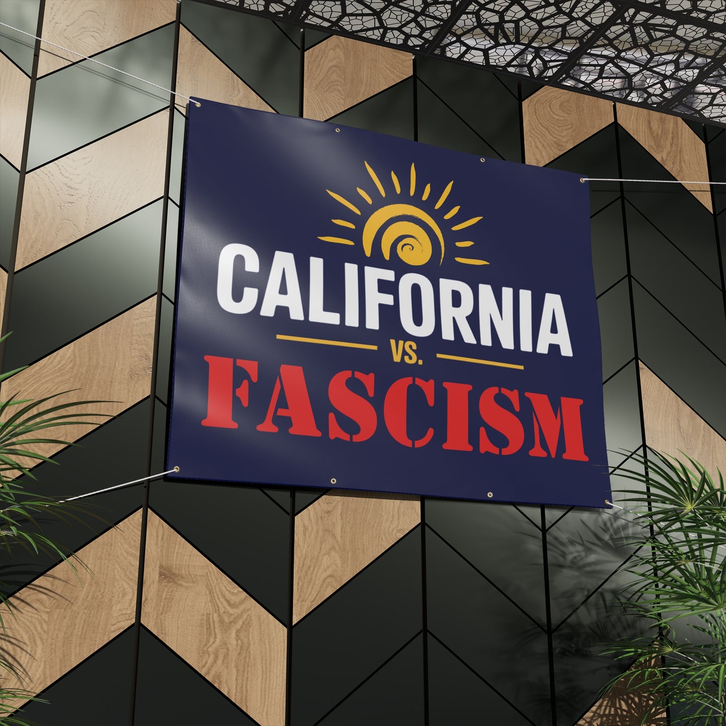 California vs. Fascism Banner, Yes to Prop 50 Banner, Election Rigging Response Act Banner, 2 Sizes, Hanging Ropes Included, Free Shipping