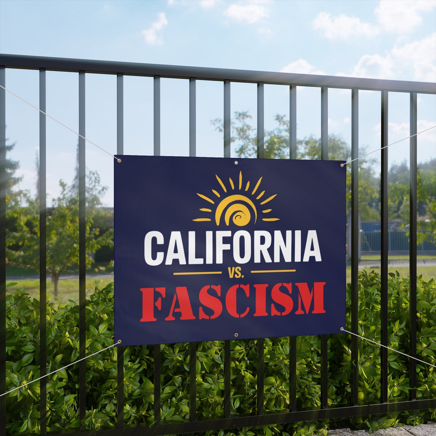 California vs. Fascism Banner, Yes to Prop 50 Banner, Election Rigging Response Act Banner, 2 Sizes, Hanging Ropes Included, Free Shipping
