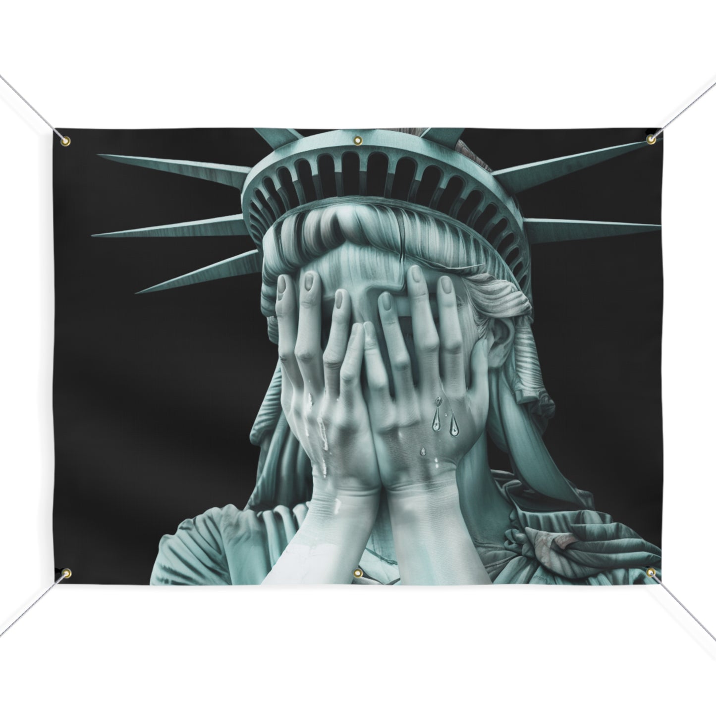 Weeping Statue of Liberty Banner | Anti-Trump Protest Sign | 48"x36" Vinyl Outdoor