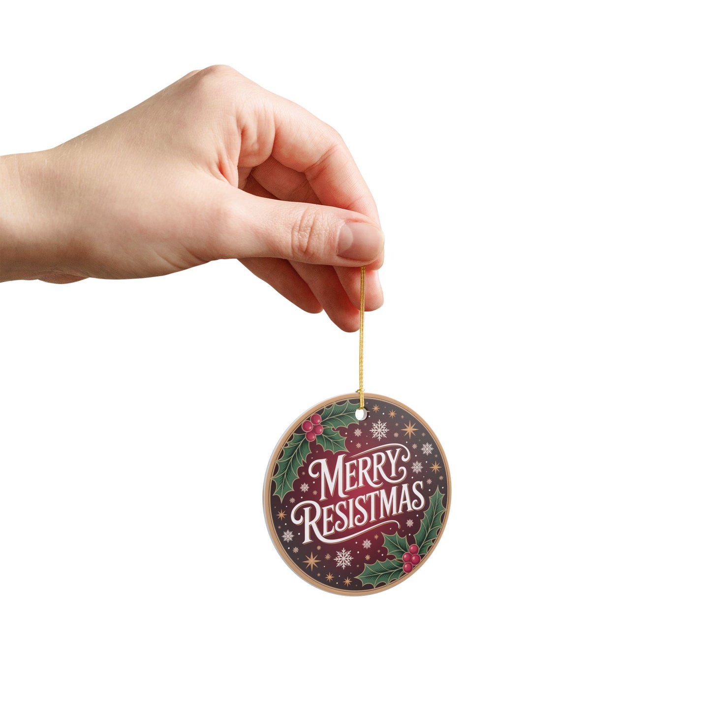 Merry Resistmas Ornament, Ceramic Christmas Ornament, Holiday Ornament, Anti Trump Ornament, Gift for Democrat, Democracy Ornament