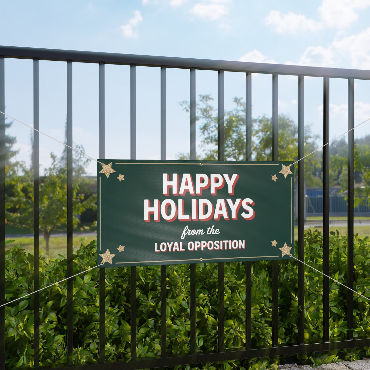 Happy Holidays From Loyal Opposition Banner, Holiday Sign, Christmas Sign, Resistance Holiday, 2 Sizes, Hanging Ropes Incl, Free Shipping