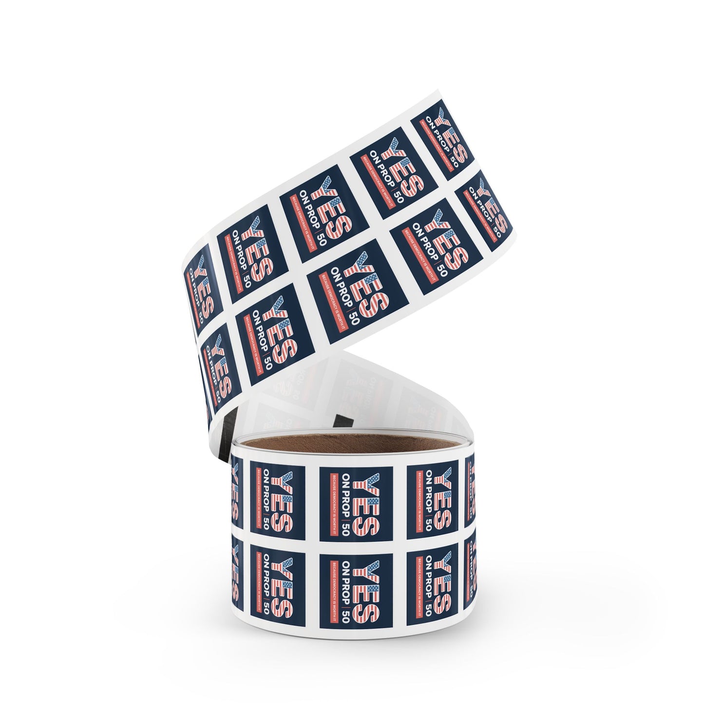 Yes on Prop 50 Stickers, Rolls of 50, 100 or 250, 1 inch or 2 inches, Free Shipping, Election Rigging Response Act Stickers.