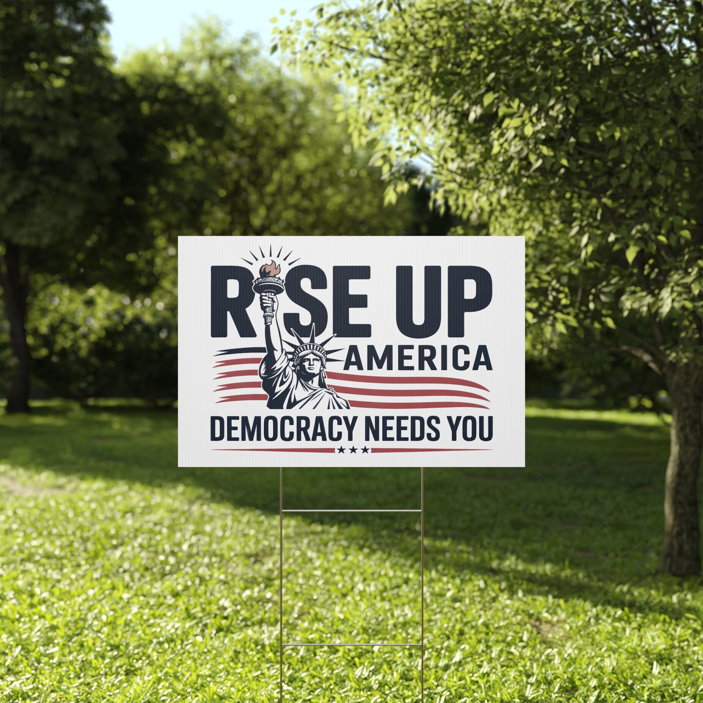 Democracy Yard Sign, Anti Trump Yard Sign, Rise Up America, Political Yard Sign, Print on Both Sides, Multiple Sizes