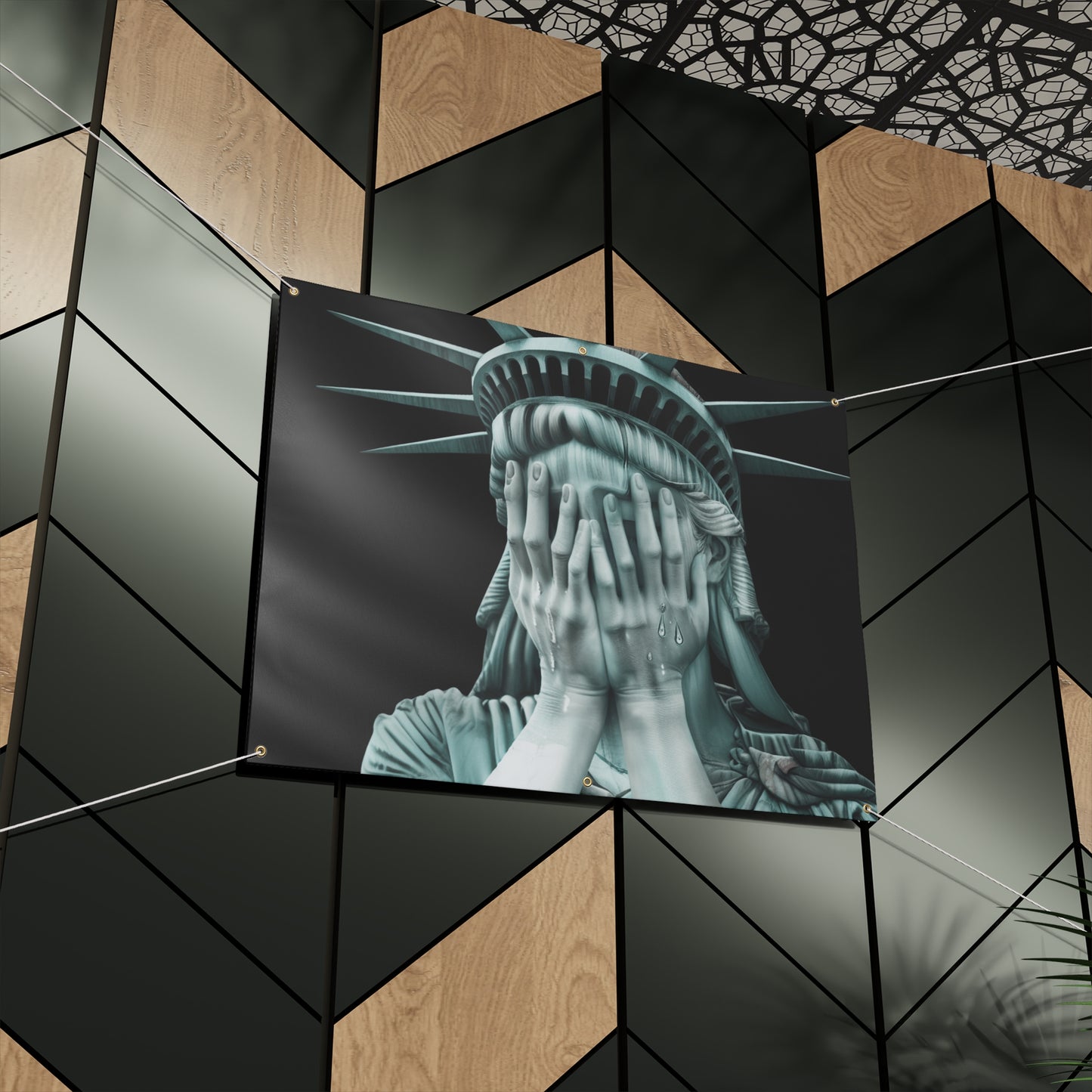 Weeping Statue of Liberty Banner | Anti-Trump Protest Sign | 48"x36" Vinyl Outdoor