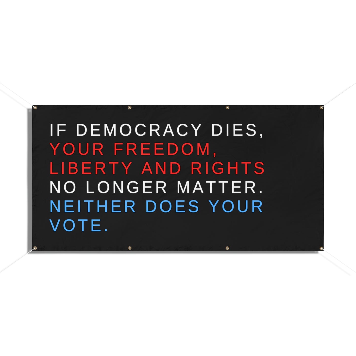 Democracy Sign, When Democracy Dies Vinyl Indoor/Outdoor Banner, 48 x 24 or 72 x 36, Vote Signs, Anti Trump Sign