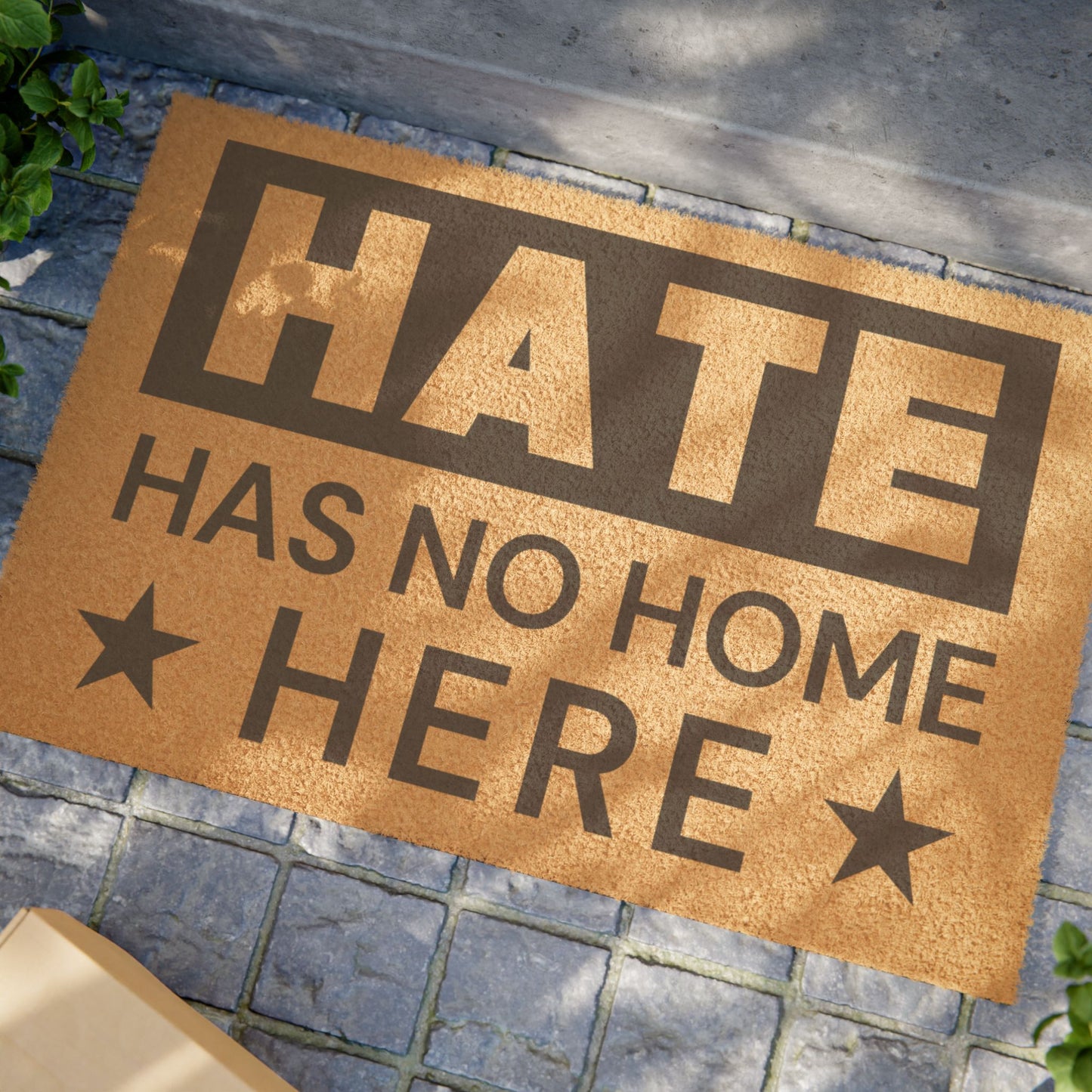 Hate Has No Home Here Door Mat, 24" x 16", Premium Tufted Coconut Fiber, Vinyl Backing, Free Shipping, Waterproof Door Mat, Custom Door Mat