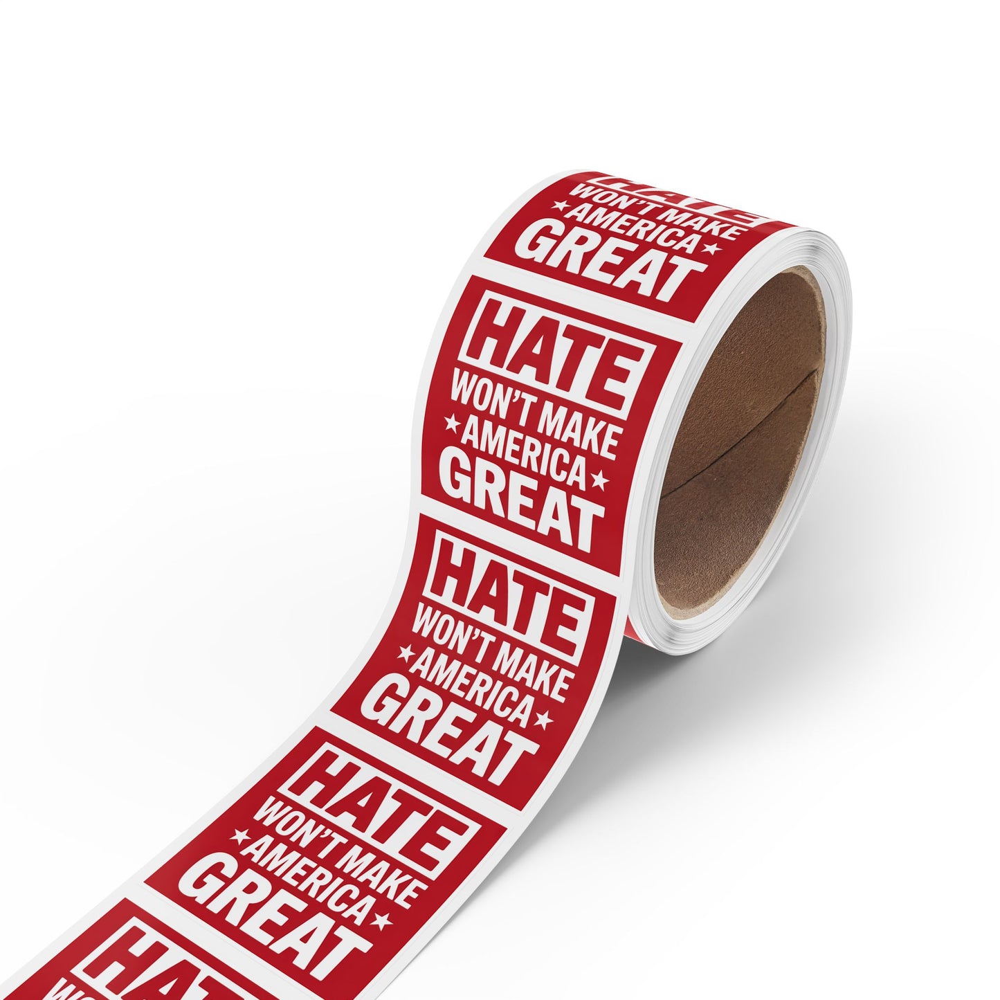 Hate Won't Make America Great Stickers, Wholesale Anti Trump Sticker Rolls, Political Sticker Rolls – 2″×2″ Vinyl, Waterproof, High Turnover & Profit Margin