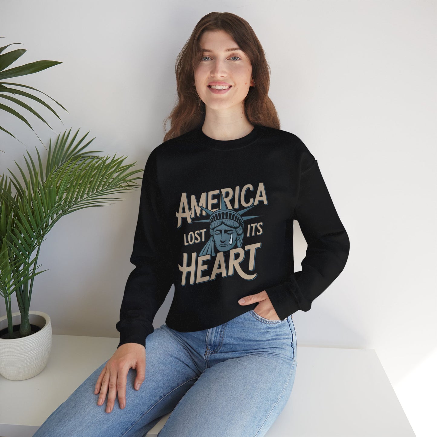America Lost Its Heart Sweatshirt, Anti Trump Sweatshirt, Unisex Style, Free Shipping, Lady Liberty, Statue of Liberty, Shame on America
