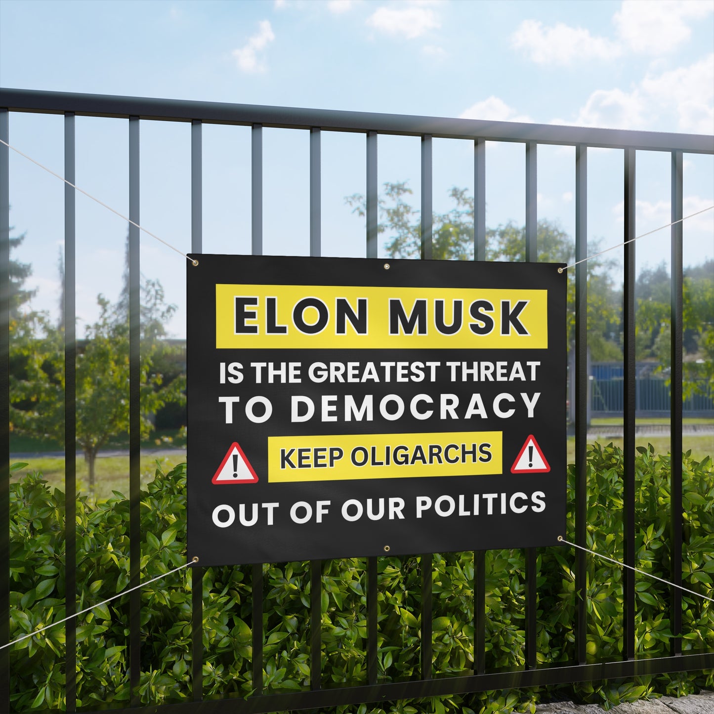 Anti Elon Musk Banner | Stop Oligarchy Vinyl Banner | Pro-Democracy Sign 48"x36"