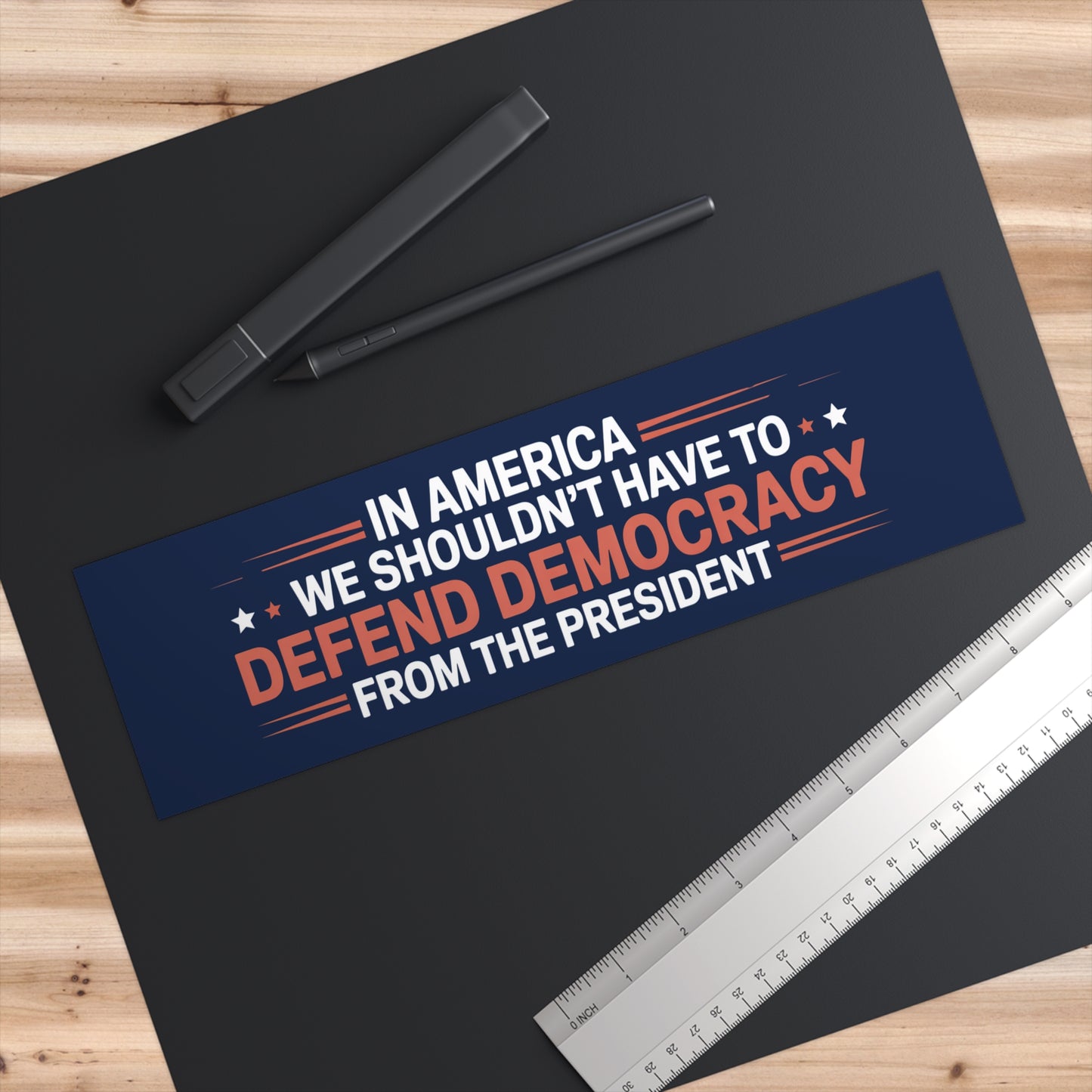 Defend Democracy Bumper Sticker, Anti Trump Bumper Sticker, Resistance Bumper Sticker, Anti-Trump Bumper Sticker, Free Shipping