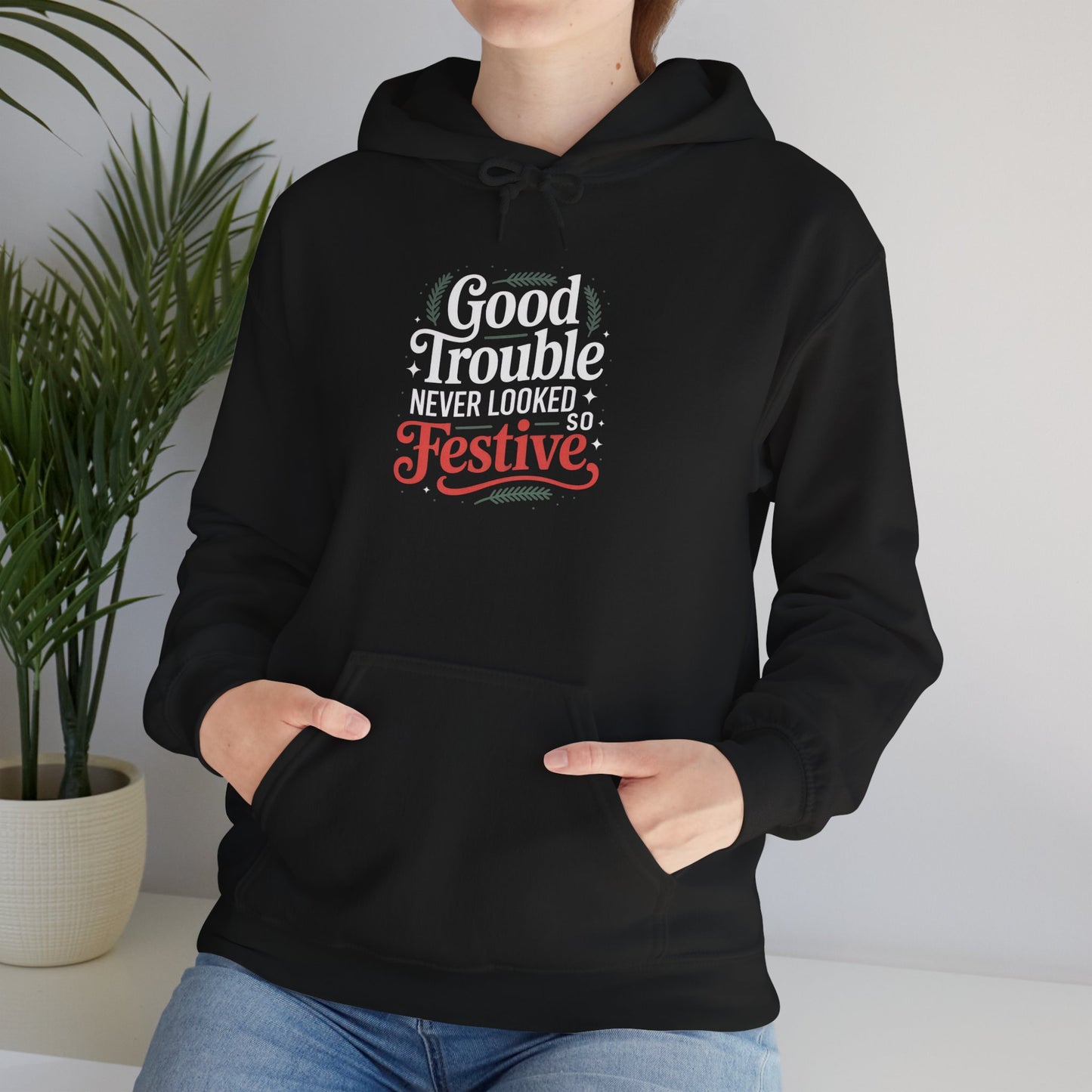 Good Trouble Never Looked So Festive Hoodie, Merry Resistmas Hoodie, Holiday Hoodie, Christmas Hoodie, Resistance Hoodie, Free Shipping
