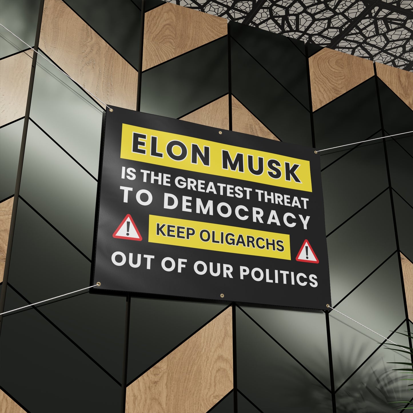 Anti Elon Musk Banner | Stop Oligarchy Vinyl Banner | Pro-Democracy Sign 48"x36"