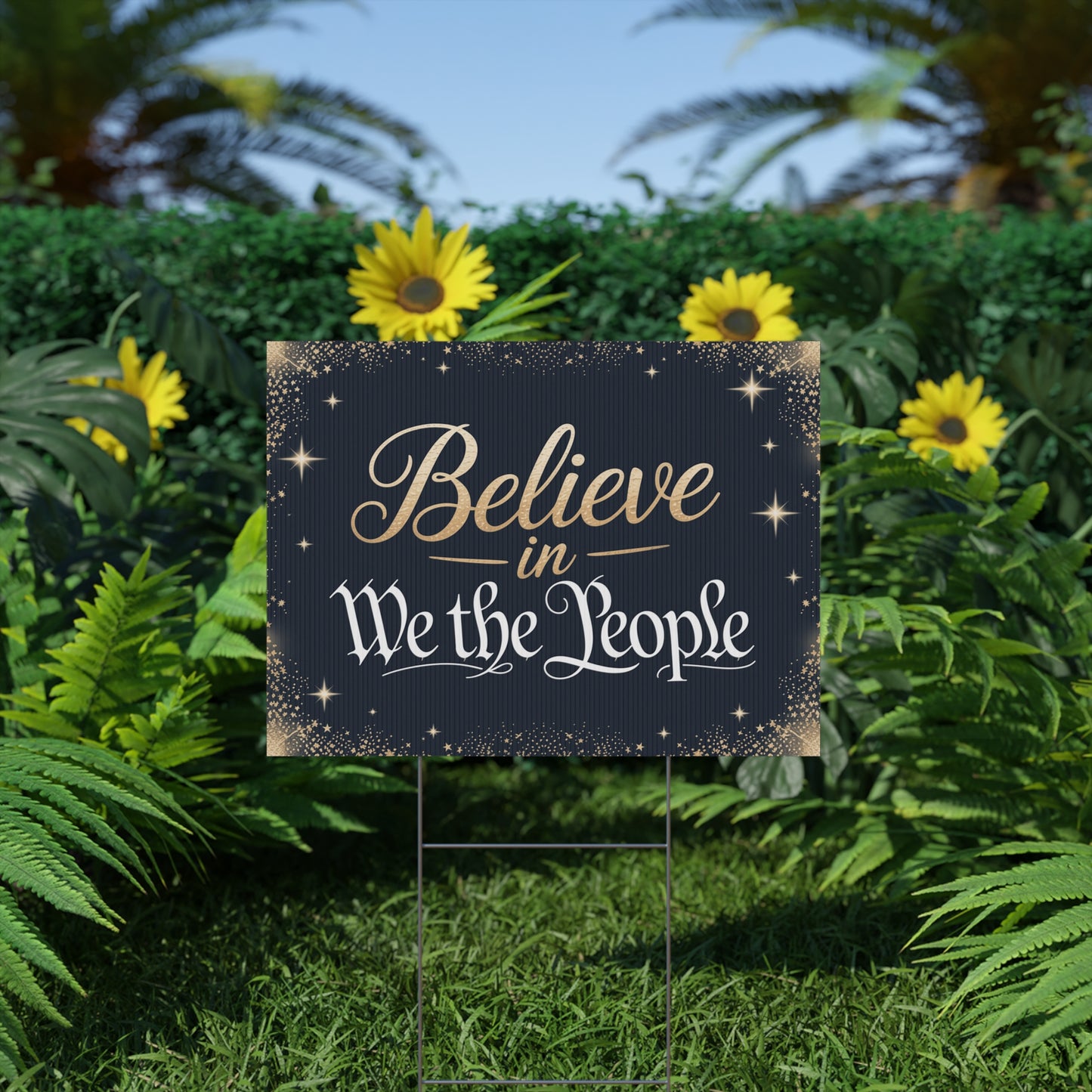 Believe in We the People Yard Sign, Political Christmas Yard Sign, Holiday Yard Sign with H Stake, 24" x 18", Anti Trump Yard Sign