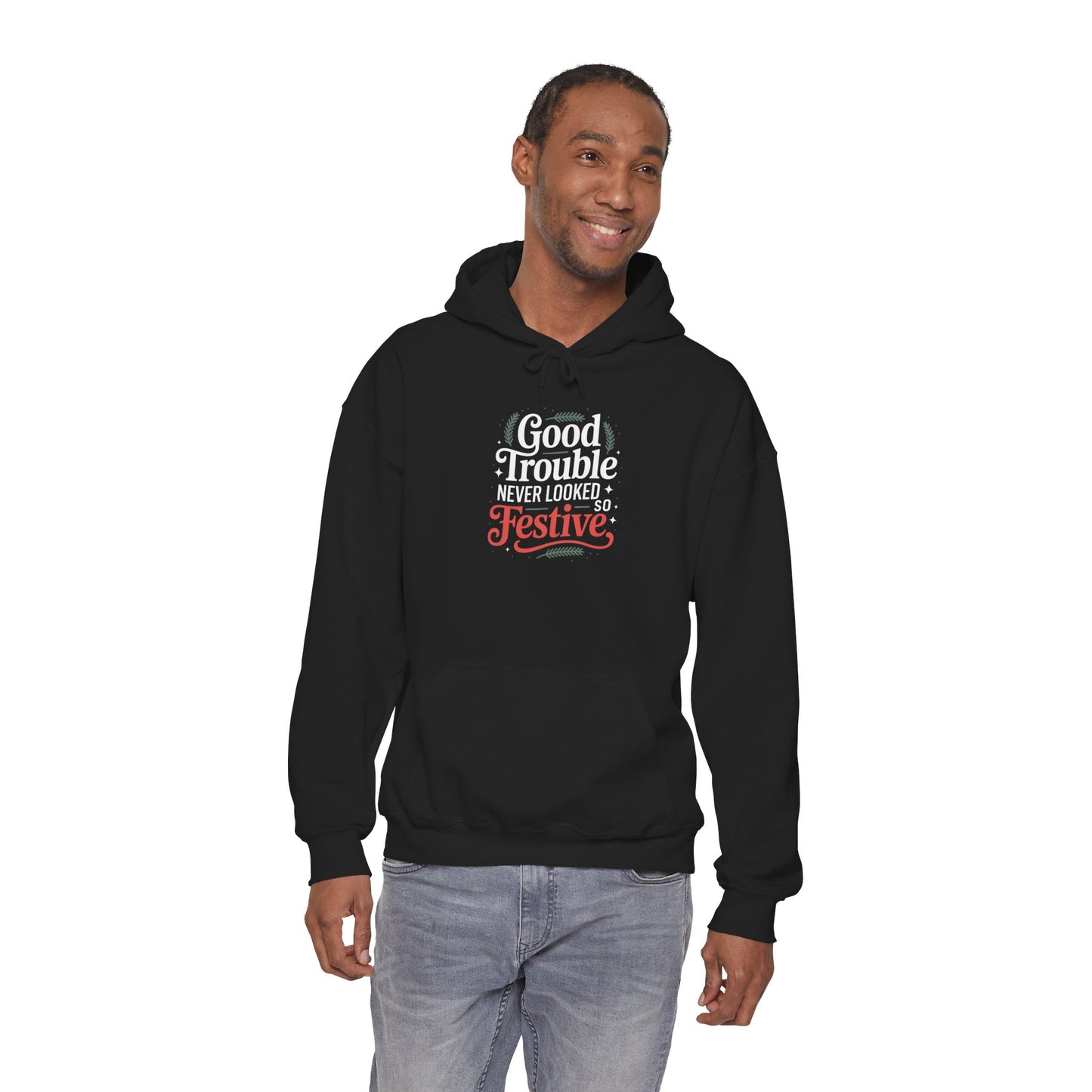 Good Trouble Never Looked So Festive Hoodie, Merry Resistmas Hoodie, Holiday Hoodie, Christmas Hoodie, Resistance Hoodie, Free Shipping
