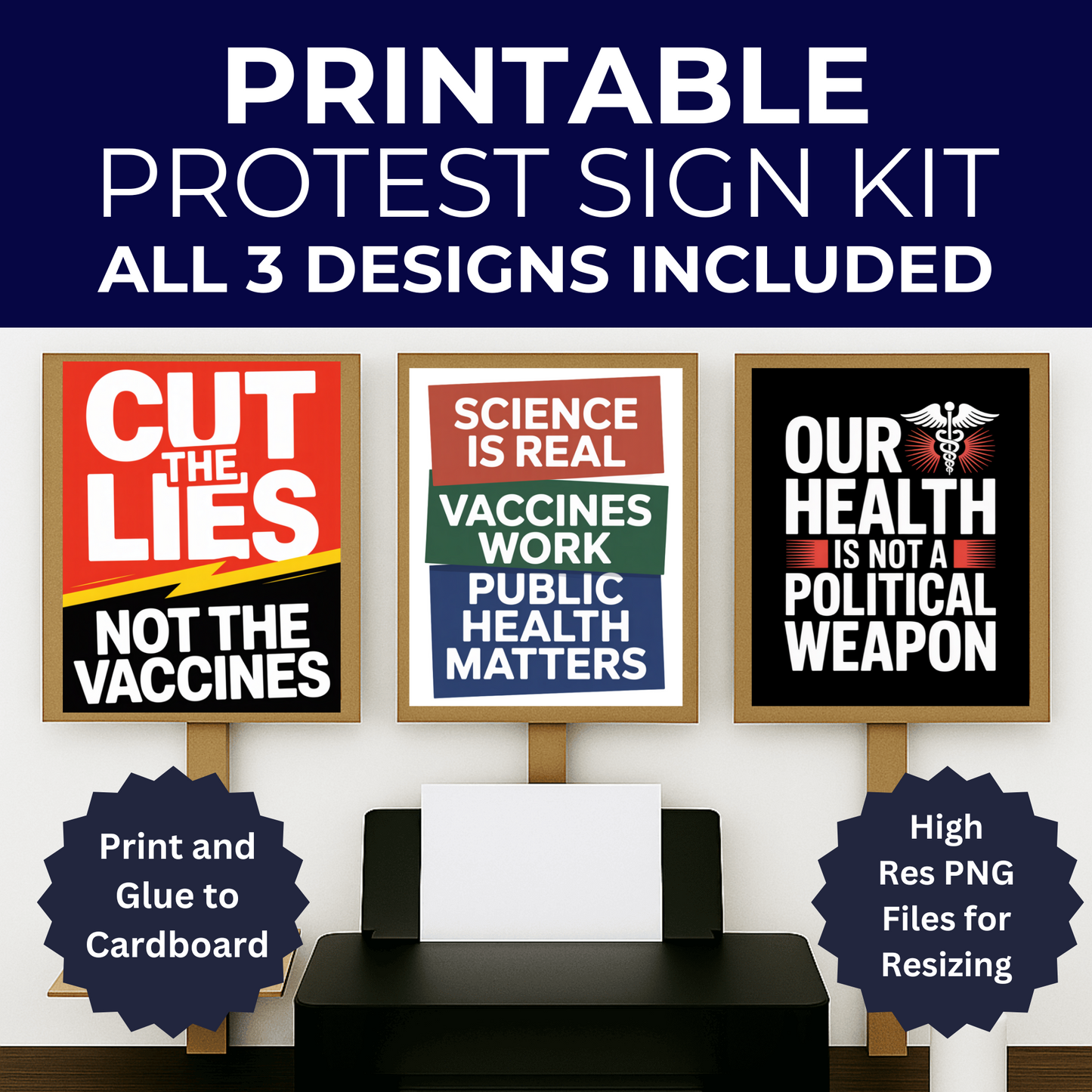 CDC Protest Signs, DC Protest Signs, 3 Signs Included, High Res Printable Protest Signs, Anti Trump Protest Signs