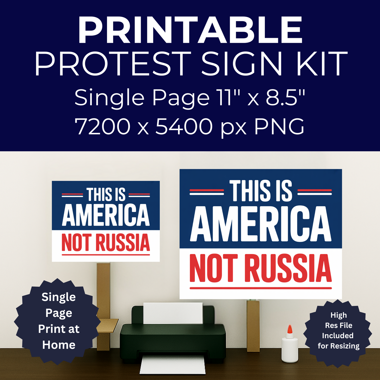 This is America Not Russia Printable Protest Signs, Digital Download Poster, Protest PNG, Anti Trump PNG