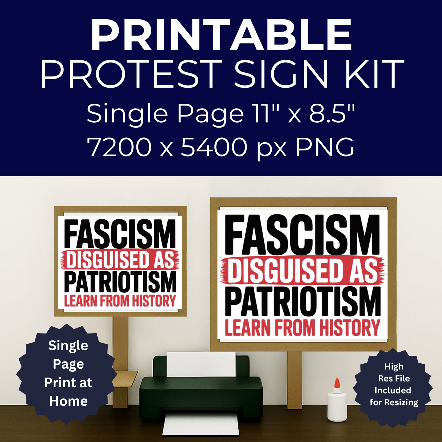 Fascism Printable Protest Signs, Digital Download Poster, Protest PNG, Anti Trump PNG