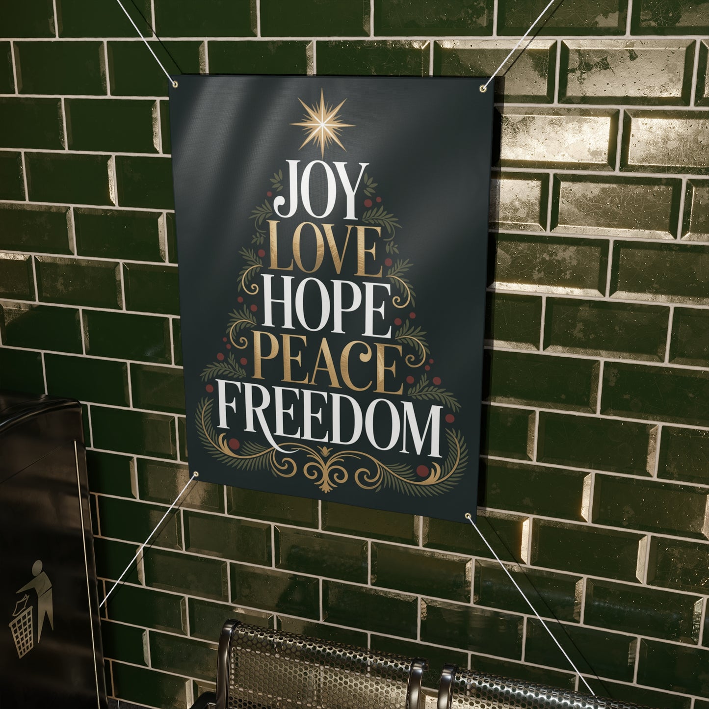 Christmas Banner, Holiday Banner, Custom Banner, Christmas Signs, 36" x 48", Hanging Ropes Included, Free Shipping