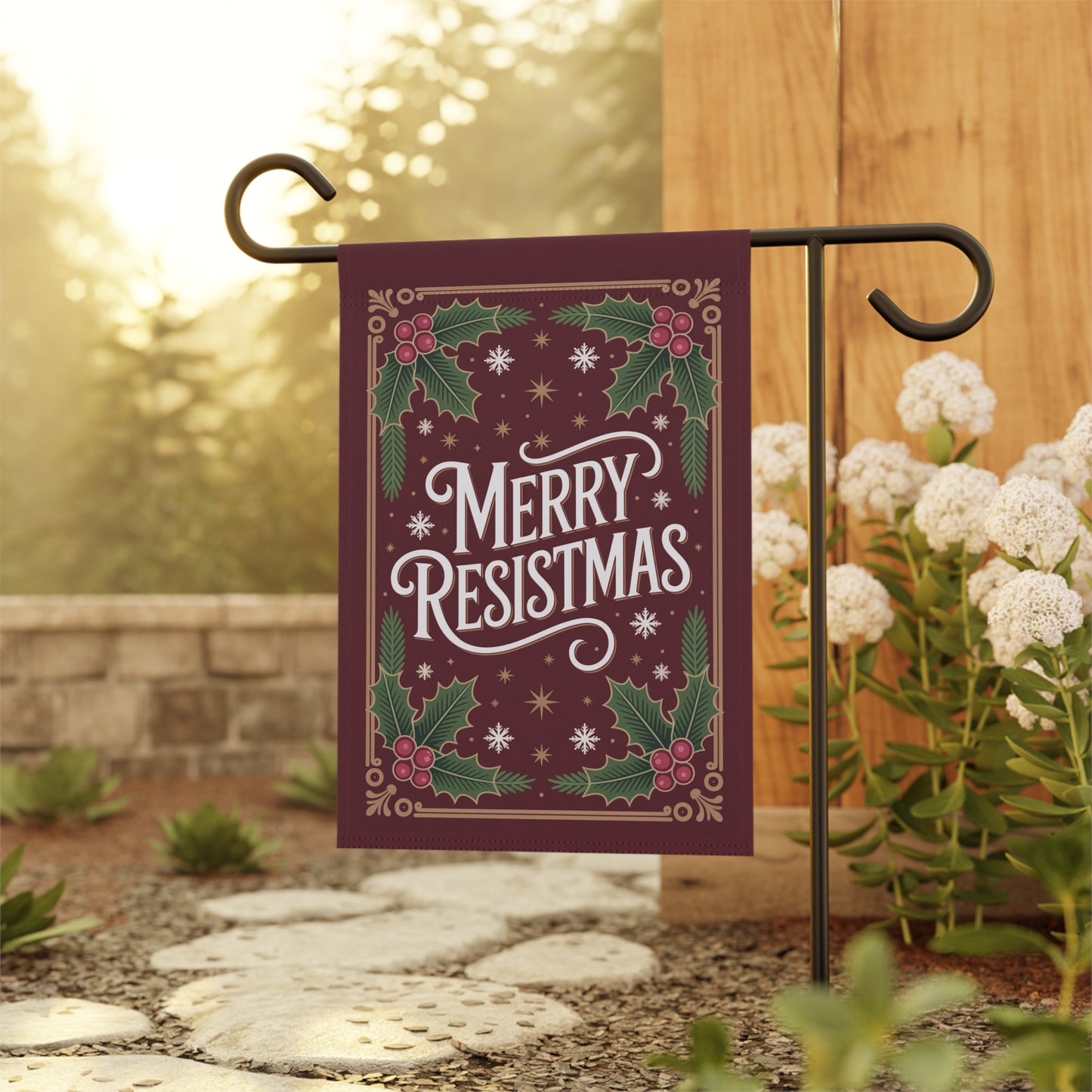 Merry Resistmas Garden Flag, Christmas Garden Flag, Holiday Garden Flag, Funny Political Holiday Decor, Democracy Gift