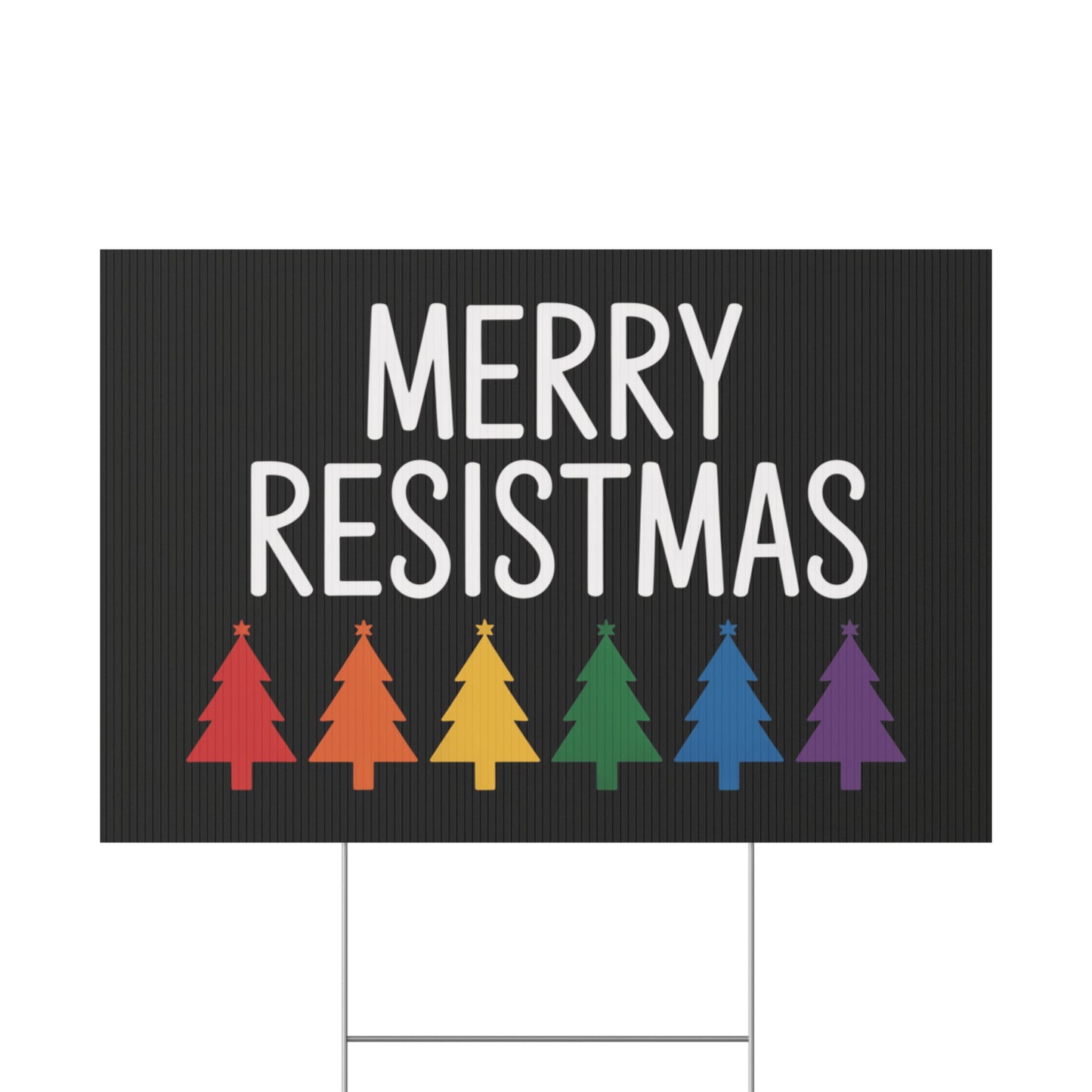 Merry Resistmas Yard Sign, Funny Political Yard Sign, Funny Political Christmas Yard Sign, Democracy Holiday Yard Sign, 3 Sizes with H Stake