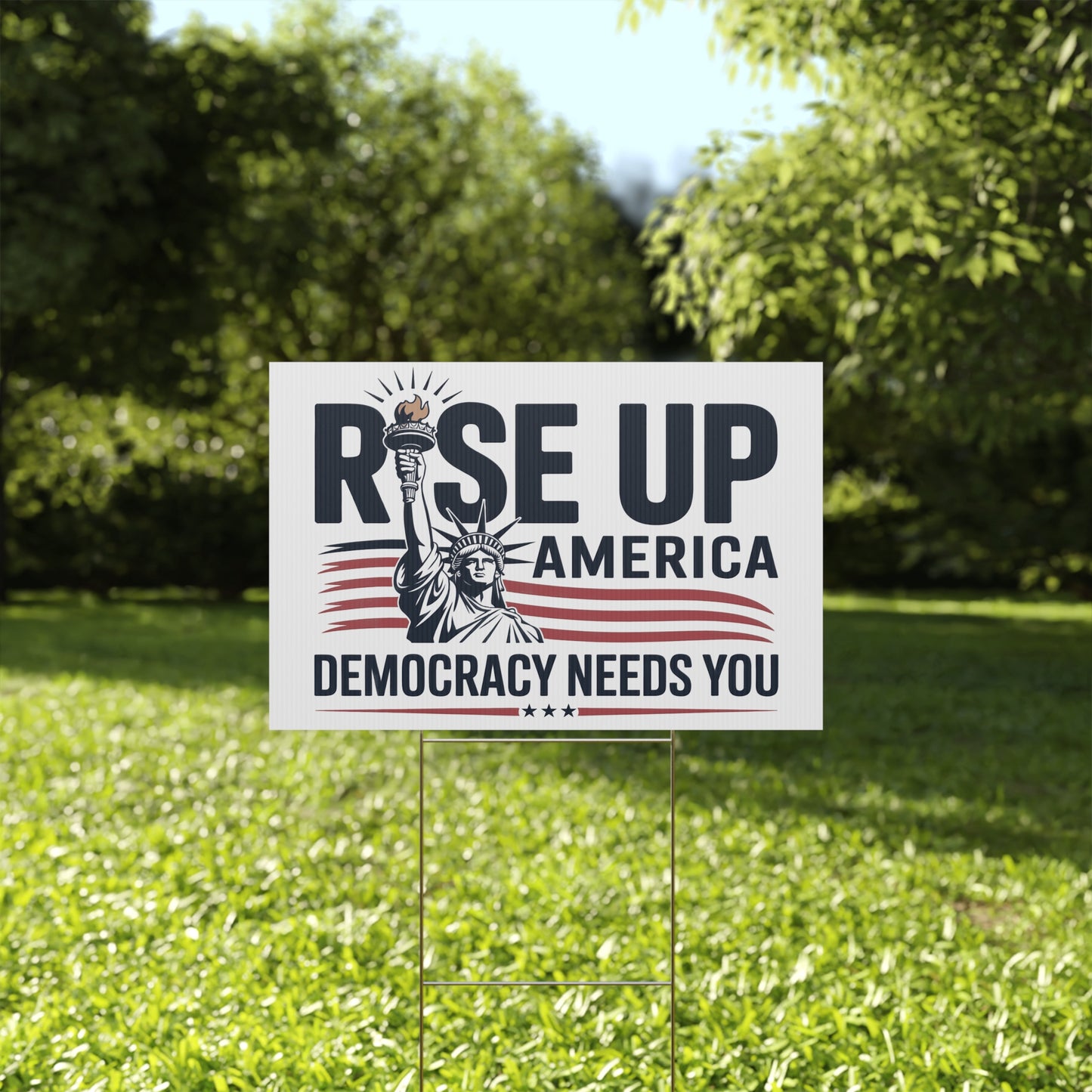 Democracy Yard Sign, Anti Trump Yard Sign, Rise Up America, Political Yard Sign, Print on Both Sides, Multiple Sizes