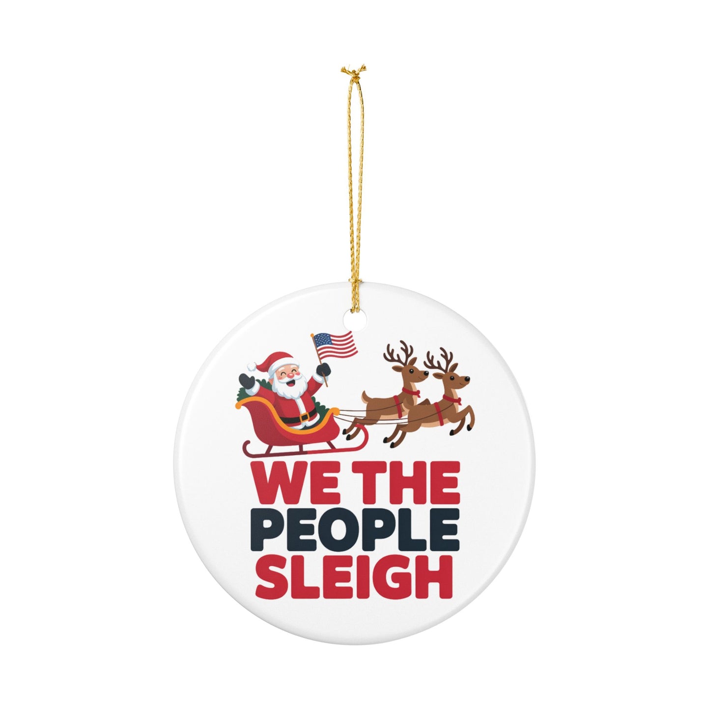 We the People Sleigh Ornament, Ceramic Christmas Ornament, Anti Trump Ornament, Democracy Ornament, Gift for Democrat, Holiday Ornament