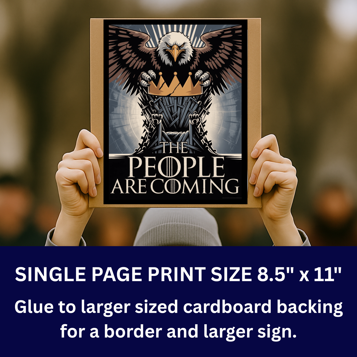The People Are Coming Protest Sign, Printable Protest Sign, No Kings Digital Protest Sign