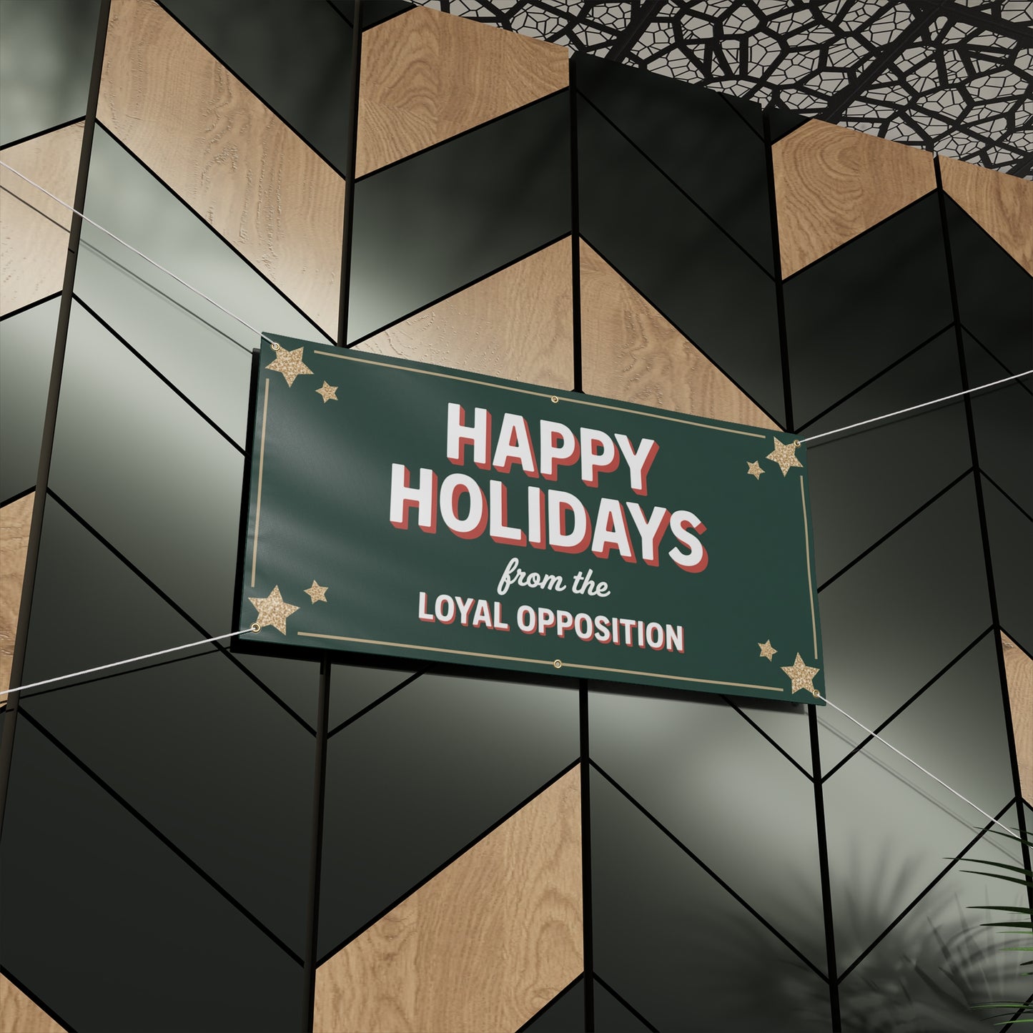 Happy Holidays From Loyal Opposition Banner, Holiday Sign, Christmas Sign, Resistance Holiday, 2 Sizes, Hanging Ropes Incl, Free Shipping