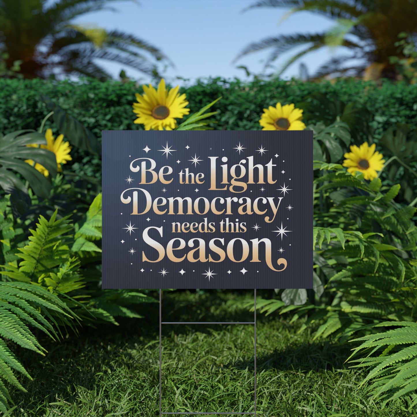 Holiday Yard Sign, Political Christmas Yard Sign, Democracy Yard Sign with H Stake, 24" x 18", Anti Trump Yard Sign, Print on Both Sides