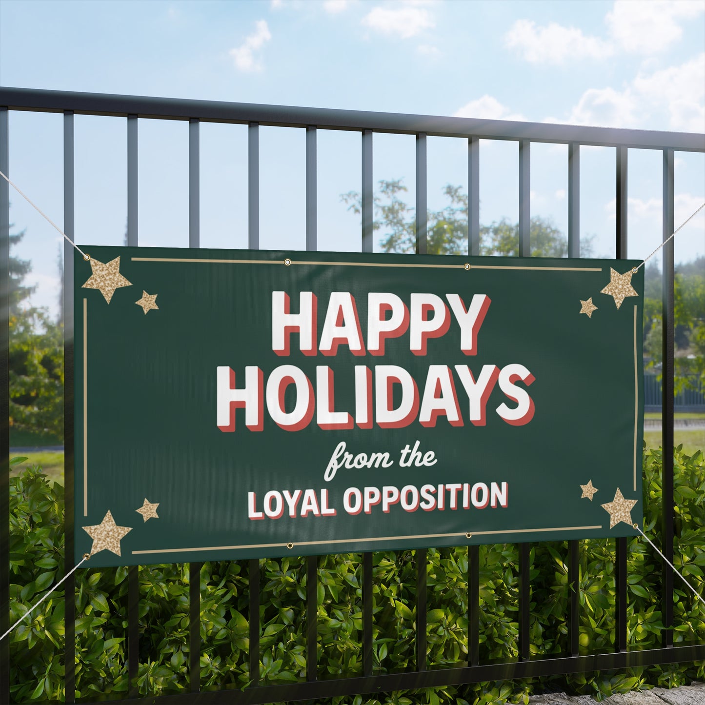 Happy Holidays From Loyal Opposition Banner, Holiday Sign, Christmas Sign, Resistance Holiday, 2 Sizes, Hanging Ropes Incl, Free Shipping