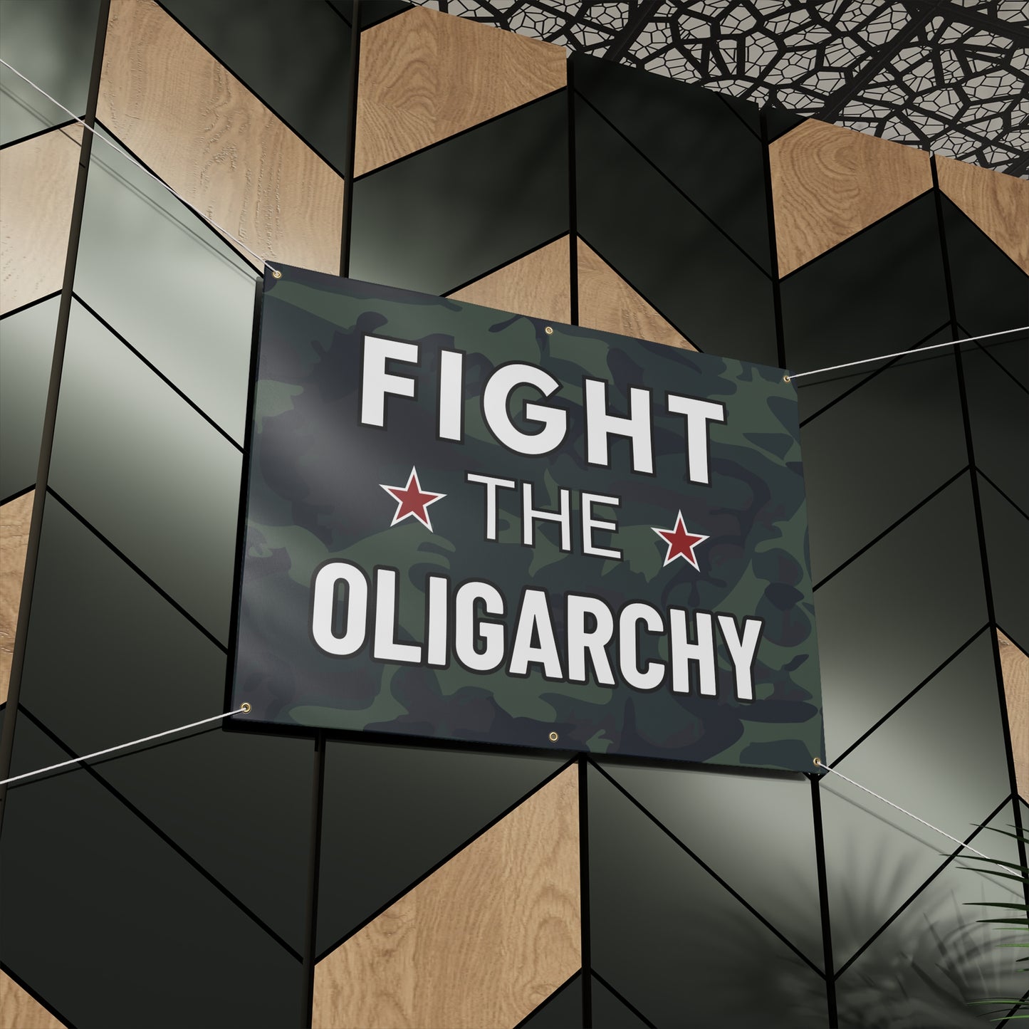 Fight the Oligarchy Banner | Pro-Democracy Vinyl Banner | 48" x 36" | Anti Elon Banner