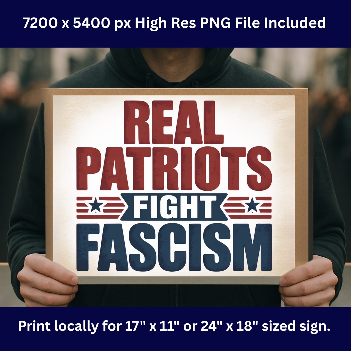 Real Patriots Fight Fascism Printable Protest Sign, Digital Download Poster, Protest PNG, Anti Trump PNG