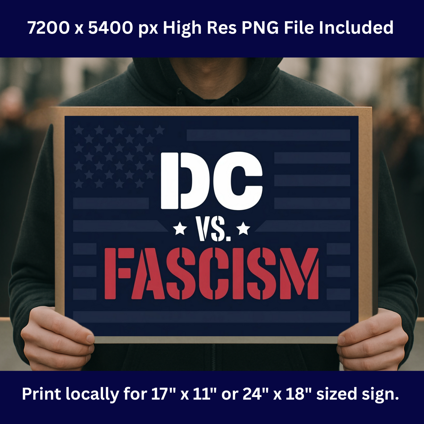 DC vs. Fascism Printable Protest Signs, Digital Download Poster, Protest PNG, Anti Trump PNG