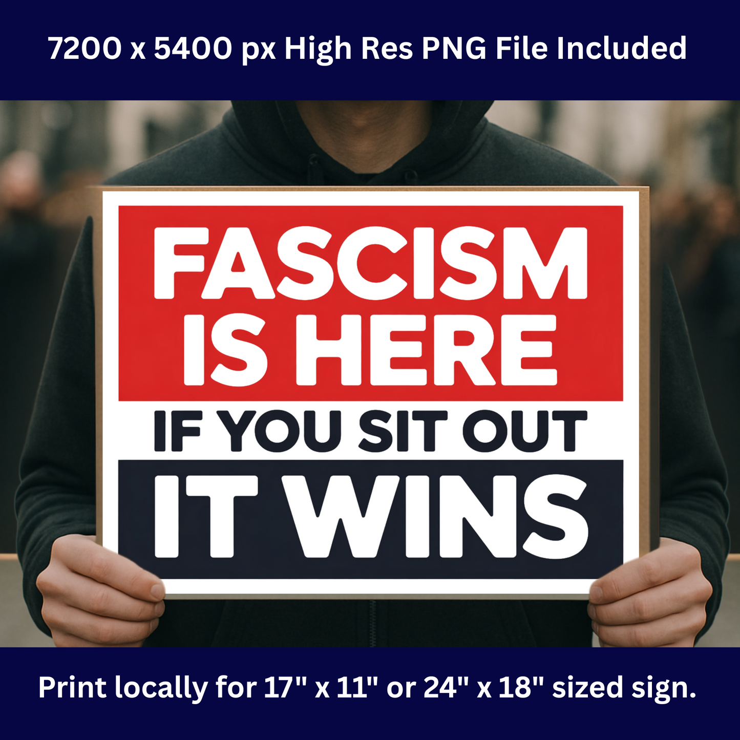 Fascism is Here Printable Protest Signs, Digital Download Poster, Protest PNG, Anti Trump PNG