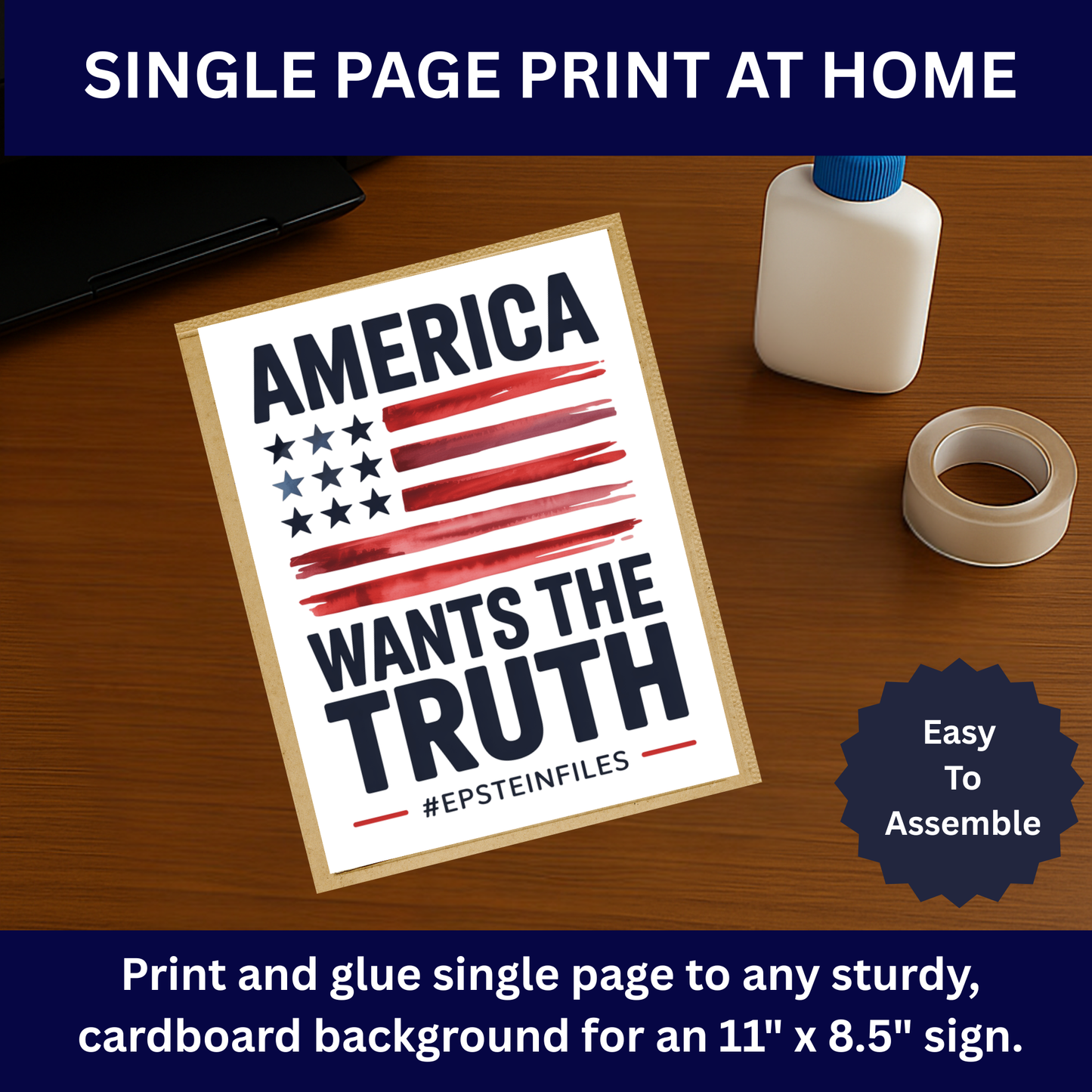 Epstein Files Protest Sign, Printable Protest Sign Kit, Anti Trump Digital Download, Political Poster