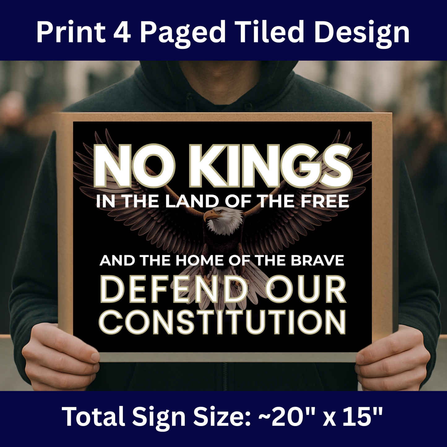 No Kings Protest Signs, Digital Download Poster, Anti Trump Protest Signs, Political Posters, Print 2 Sizes at Home