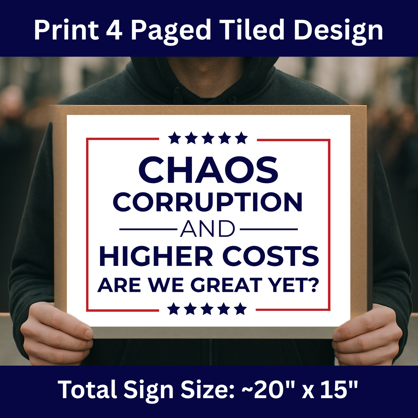 Print at Home Protest Sign Kit, 2 Sizes Included, Single Page (8.5" x 11"), or 2 Pages (17" x 11") Printable Protest Signs, Digital Download