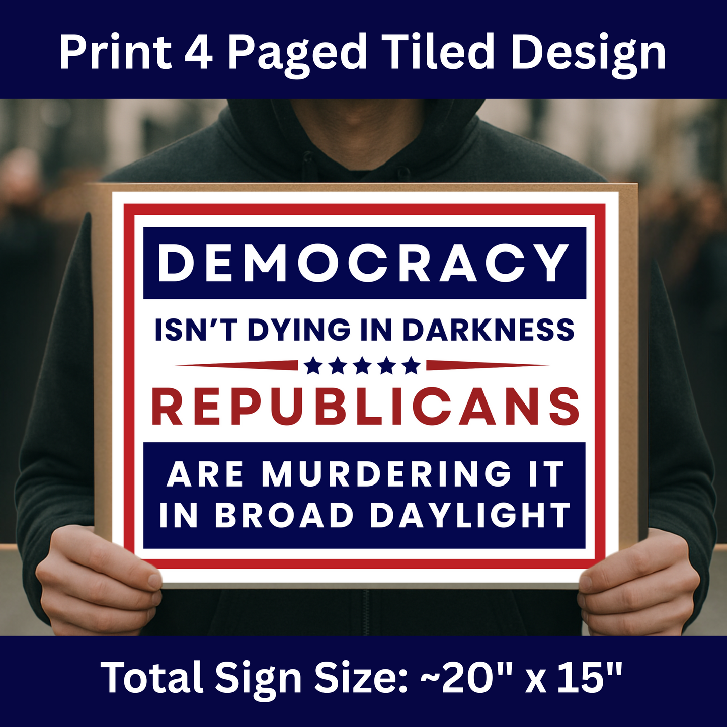 Print at Home Protest Sign Kit, 2 Sizes Included, Single Page (8.5" x 11"), or 2 Pages (17" x 11") Printable Protest Signs, Digital Download