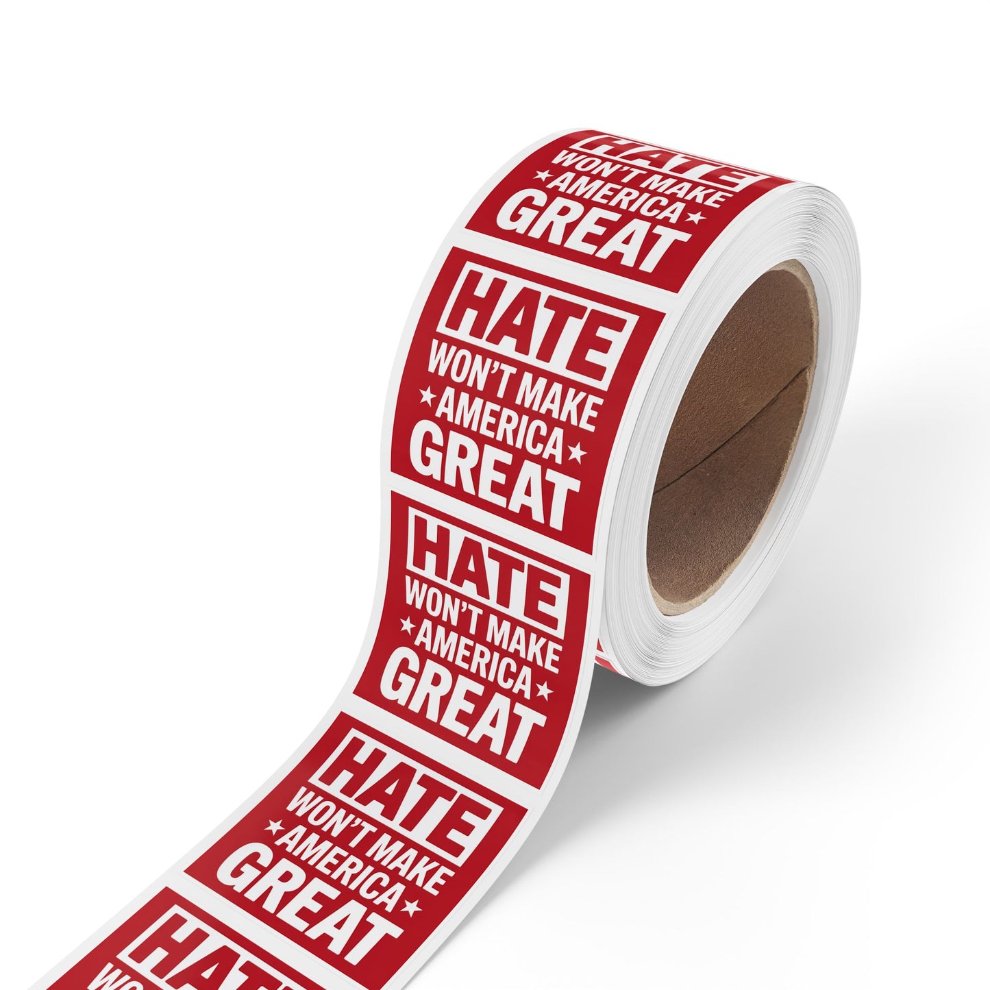 Hate Won't Make America Great Stickers, Wholesale Anti Trump Sticker Rolls, Political Sticker Rolls – 2″×2″ Vinyl, Waterproof, High Turnover & Profit Margin