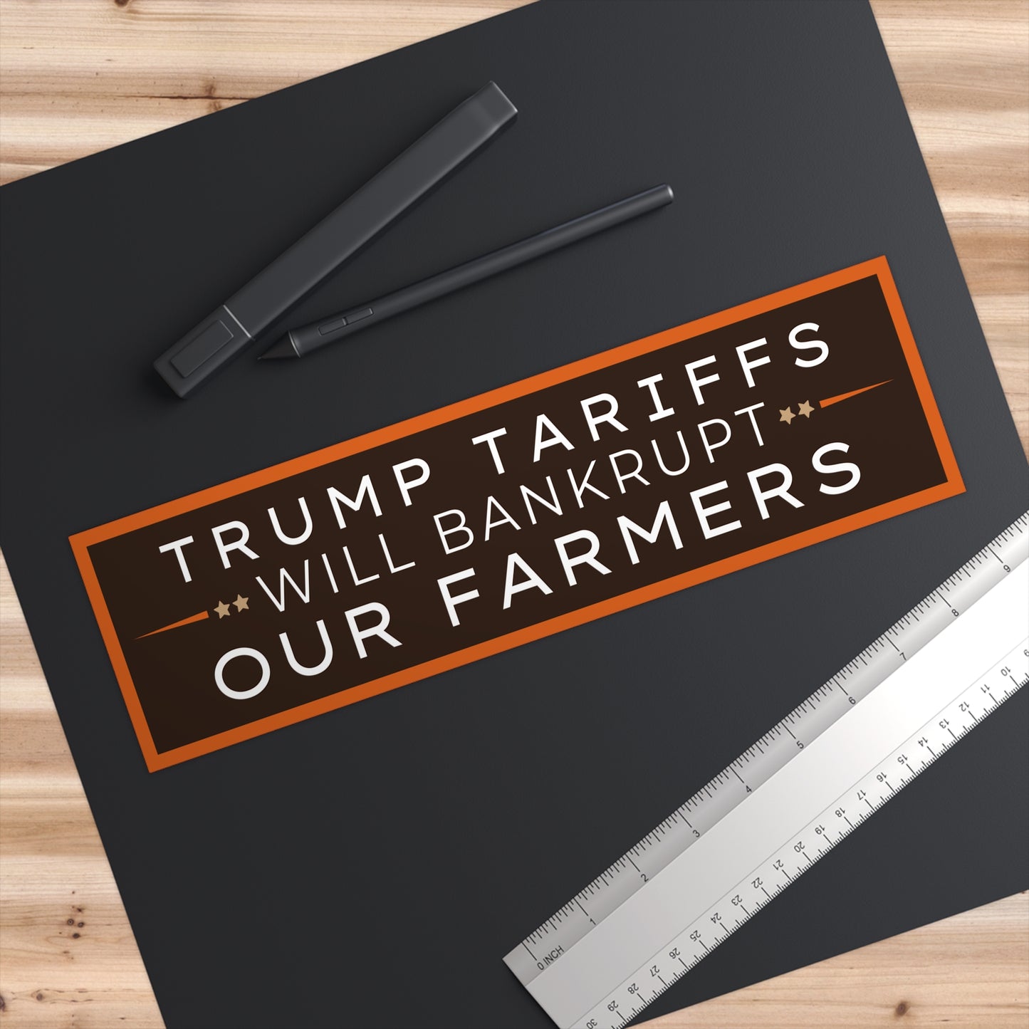Trump Tariffs Will Bankrupt Farmers Bumper Sticker – Anti-Trump Vinyl Decal 11"x3"