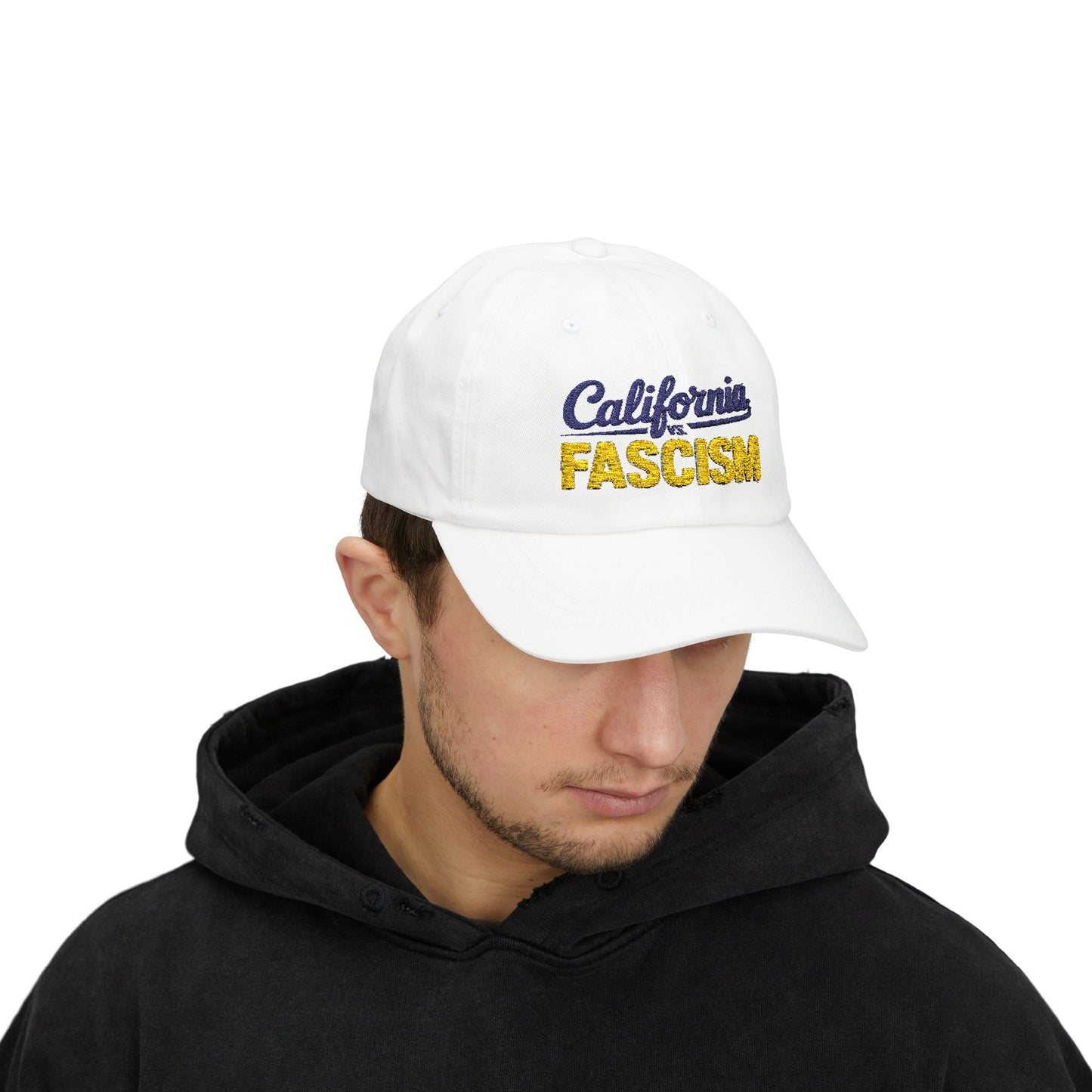 California vs. Fascism Embroidered Dad Cap - Yes to Prop 50 Hat, Election Rigging Response Act Hat, Free Shipping