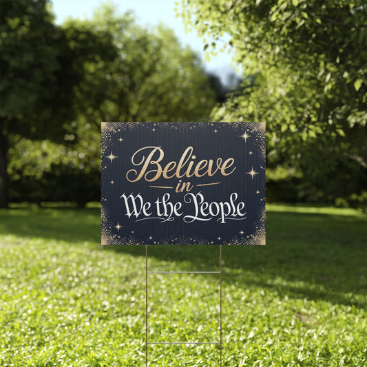Believe in We the People Yard Sign, Political Christmas Yard Sign, Holiday Yard Sign with H Stake, 24" x 18", Anti Trump Yard Sign