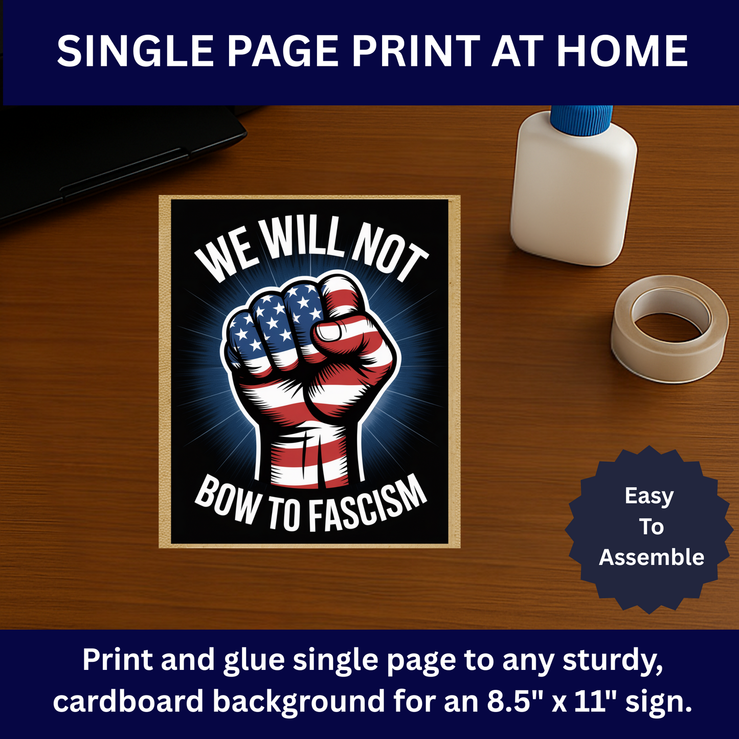 Fascism Protest Signs, Stop Trump Takeover Protest Signs, 3 Signs Included, High Res Printable Protest Signs, Anti Trump Protest Signs