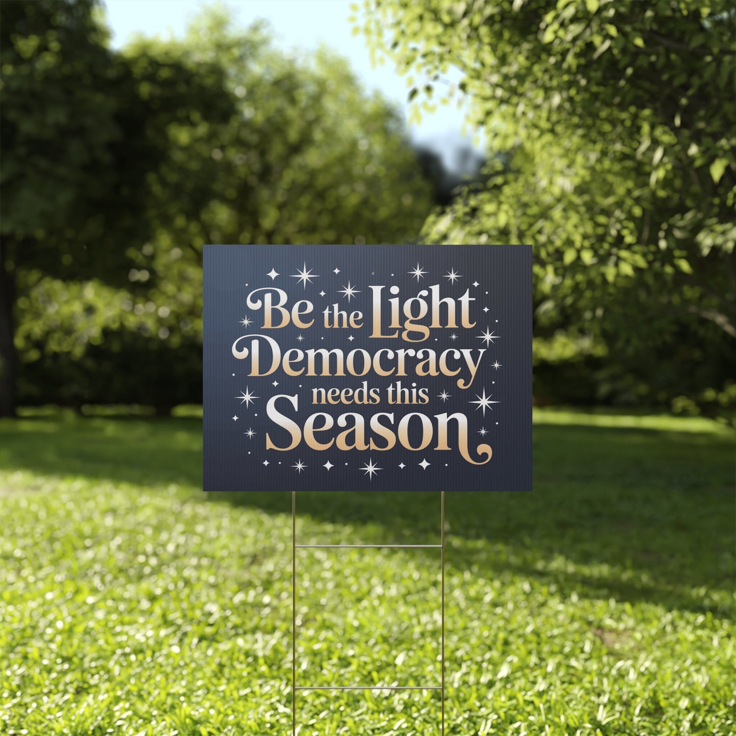 Holiday Yard Sign, Political Christmas Yard Sign, Democracy Yard Sign with H Stake, 24" x 18", Anti Trump Yard Sign, Print on Both Sides